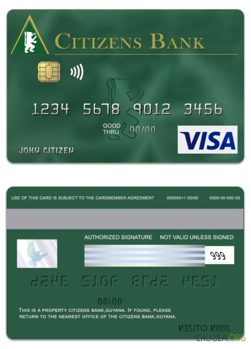 Carte verte visa de la Guyana Citizens Bank